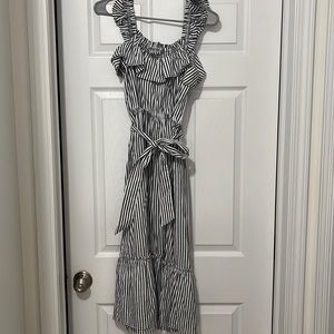 Gray and white striped dress